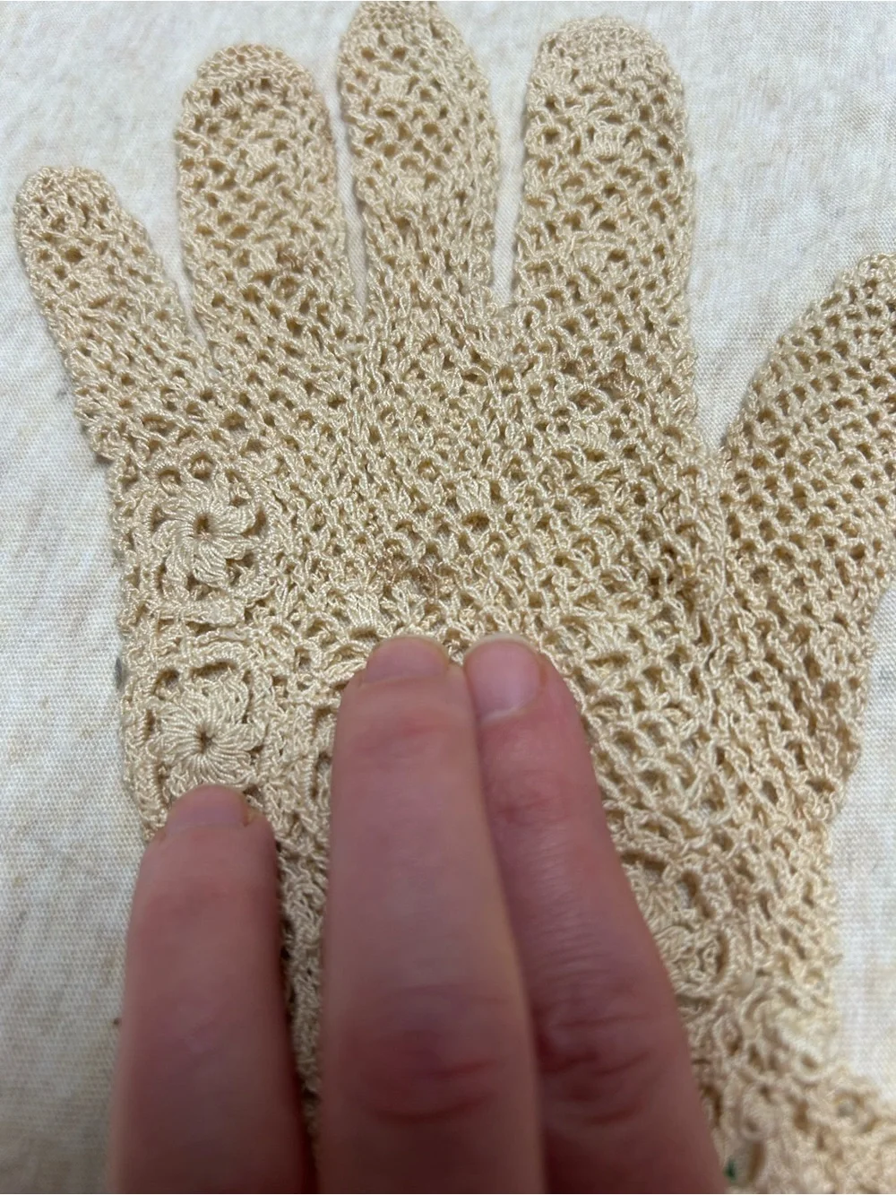 Handmade Crochet Gloves from France Cotton Lace Cottagecore Tea Party Feminine